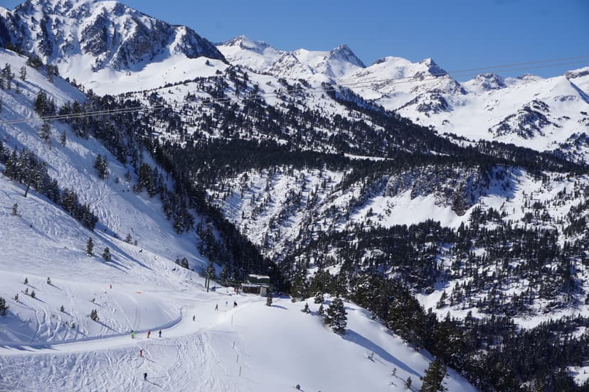 Snowy landscape of baqueira beret ski resort